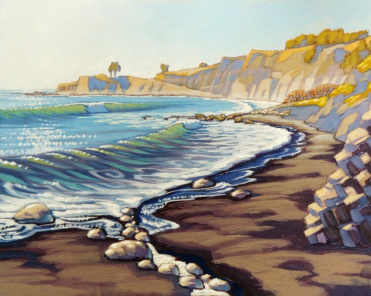 A plein air painting of the beach near Shelter Cove on the Humboldt county coast of northern California