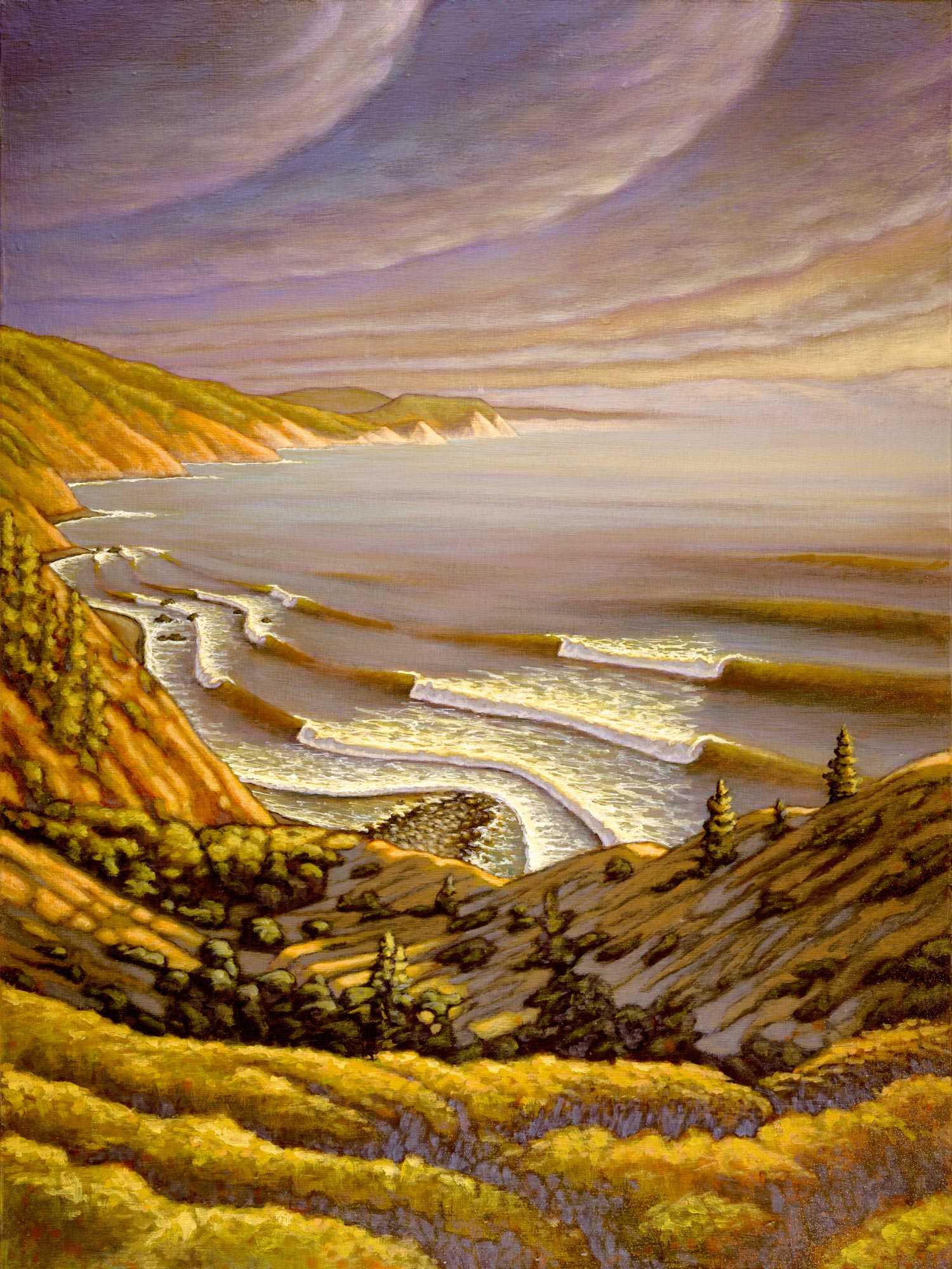 A landscape painting of the Lost Coast near Shelter Cove on the Humboldt county coast of northern California