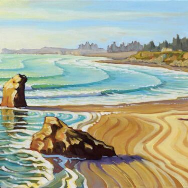 Plein air artwork from Pebble Beach in Crescent City on the Del Norte coast of Northern California