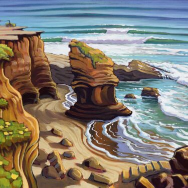 Plein air artwork from Sunset Cliffs on the san diego coastline of southern California