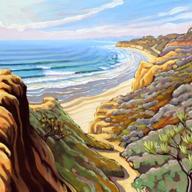 Plein air artwork form Torrey Pines State Park at Razor point on the San Diego coast of southern california