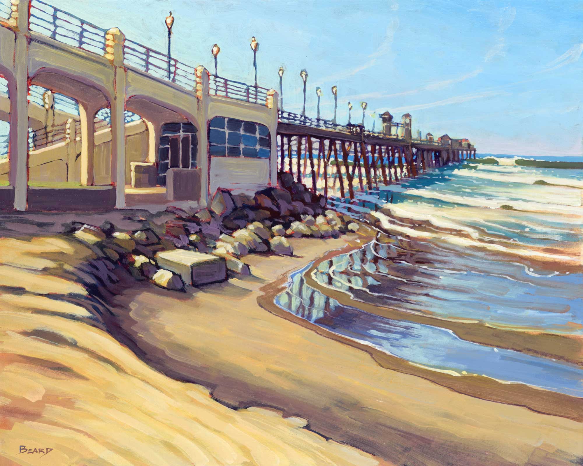 Plein air artwork from Oceanside Pier on the San Diego coast of southern California