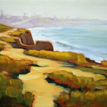 Plein air oil painting artwork from South Carsbad State Park on the San Diego coast of southern California