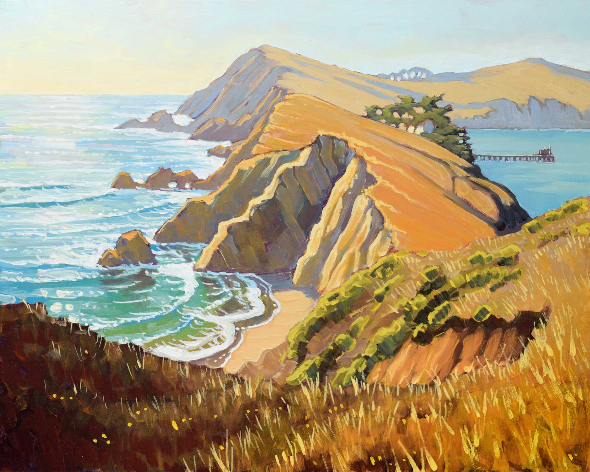 Plein air artwork of Point Reyes National Park on the Marin coast of northern California