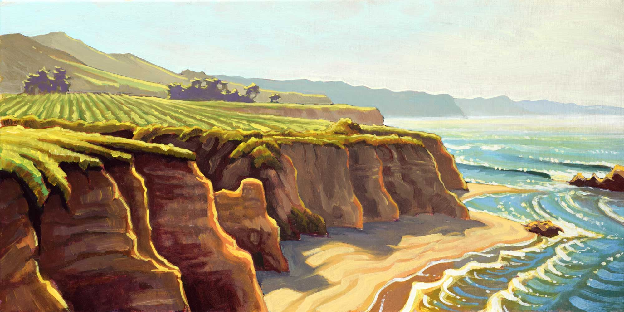 Plein air artwork from the hiking trails at Purisima point on the San Mateo coast of Central California
