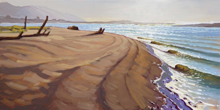 Plein air artwork of the mouth of the Eel River at Crab Park in Humboldt County, California