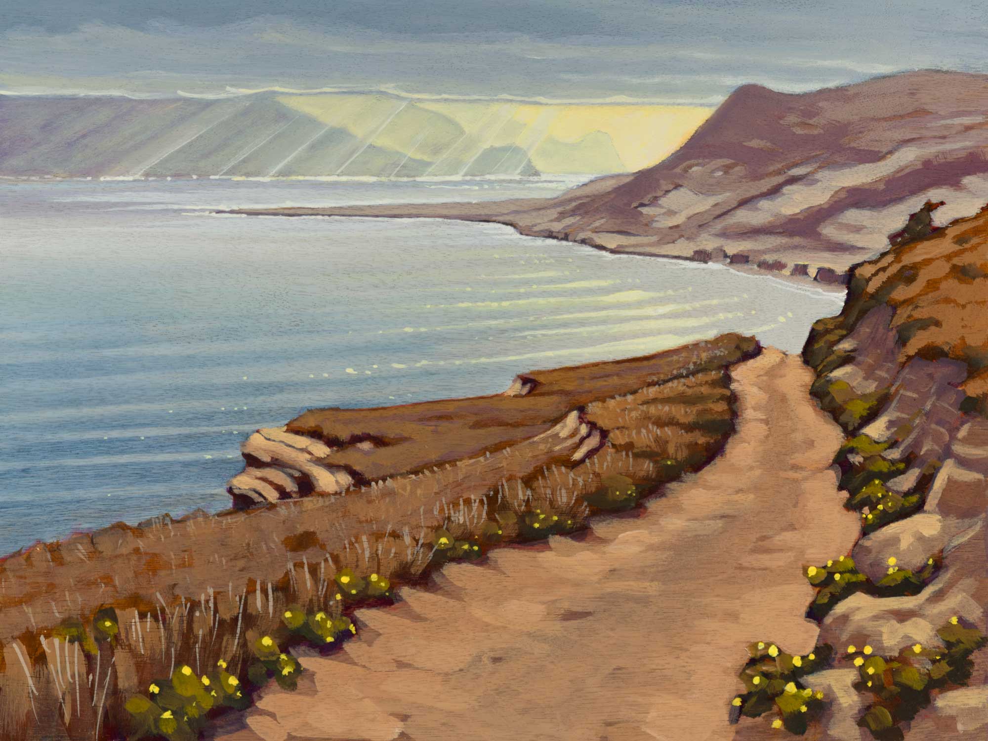Plein air artwork from the trail to Skunk Point on Santa Rosa Island off the coast of southern California