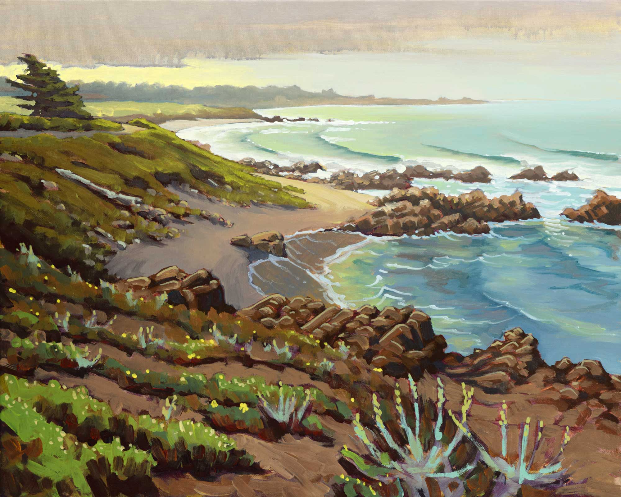 Plein air artwork from Asilomar beach near Pacific Grove on the Monterey coast of California