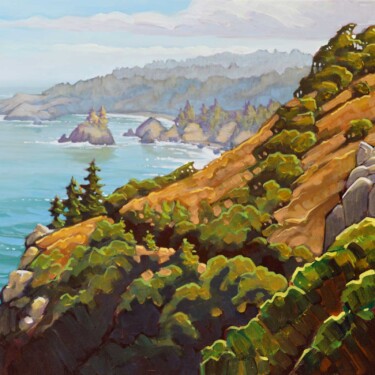 Plein air artwork the view from Trinidad Head on the Humboldt Coast of Northern California