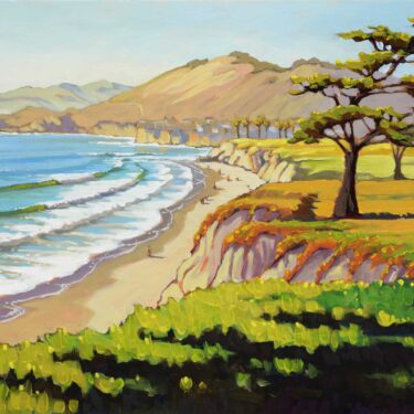 Plein air painting of Ebb Tide Park near Shell Beach on the central California coast of San Luis Obispo County
