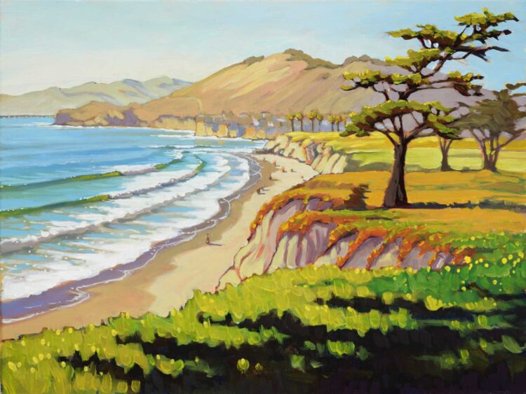 Plein air painting of Ebb Tide Park near Shell Beach on the central California coast of San Luis Obispo County