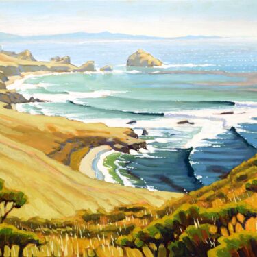 Landscape plein air painting near Point Buchon and Diablo Canyon on the San Luis Obispo county coast of California