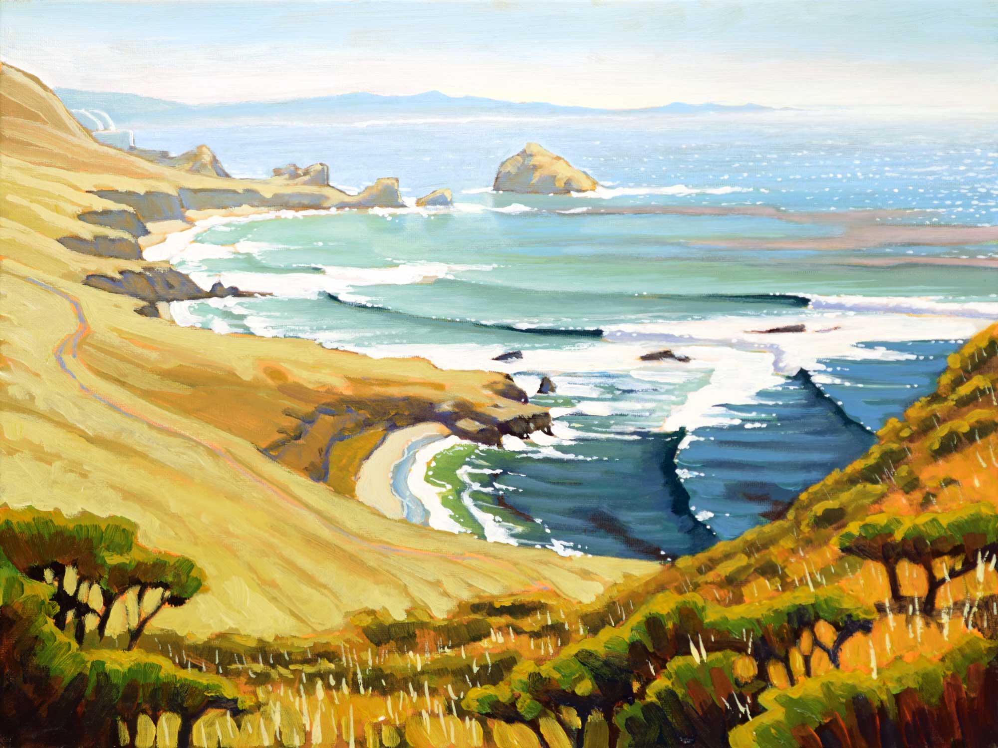Landscape plein air painting near Point Buchon and Diablo Canyon on the San Luis Obispo county coast of California