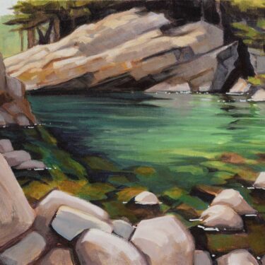 A plein air artwork painted beside the Smith River in Northern California