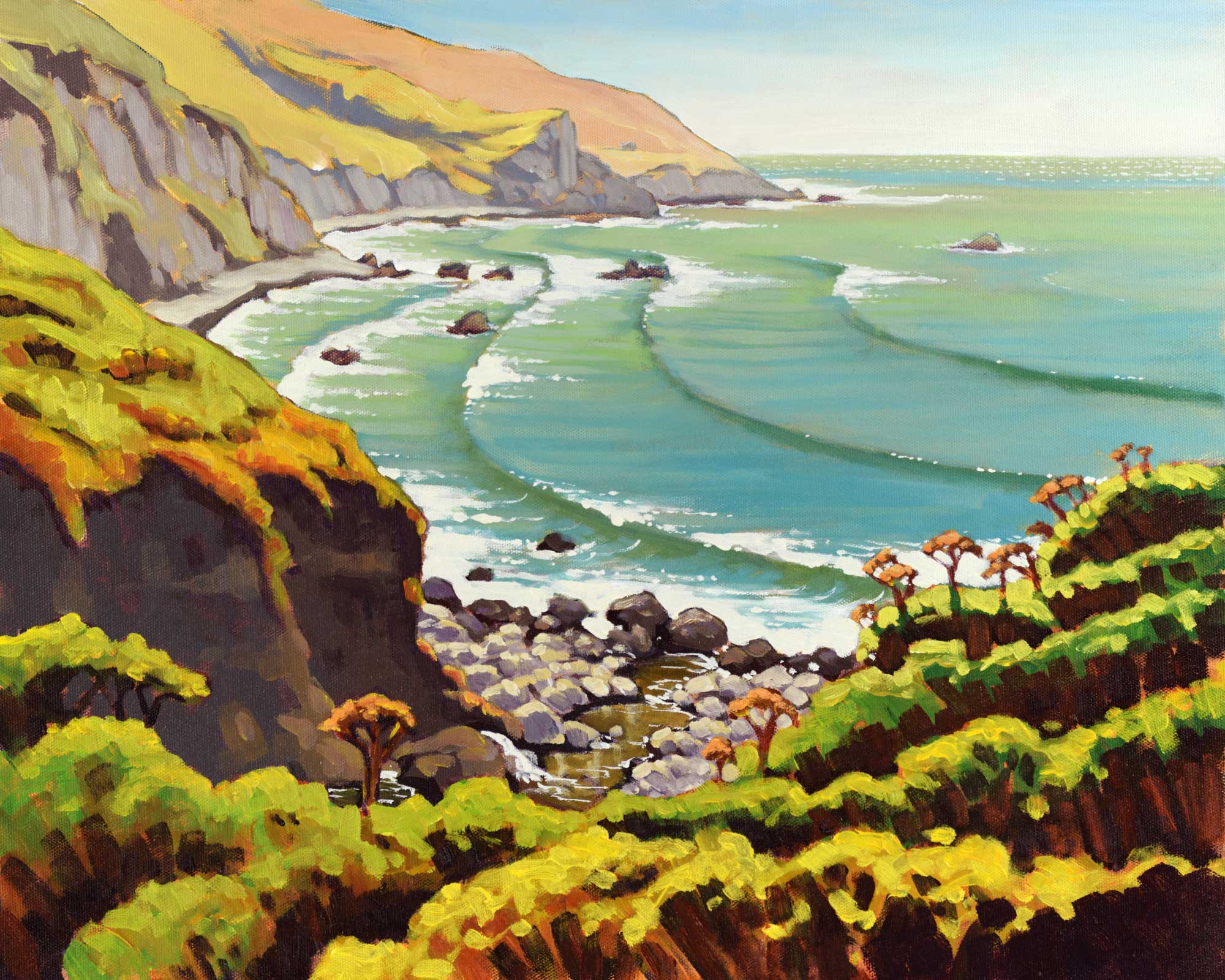 A plein air landscape painiting from the Lost Coast Trail at Sea Lion Gulch on the Humboldt coast of California