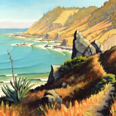 A plein air landscape from the Lost Coast Trail overlooking Punta Gorda on the Humboldt coast of northern California