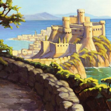 Plein air painting of the castle at Gaeta, Italy