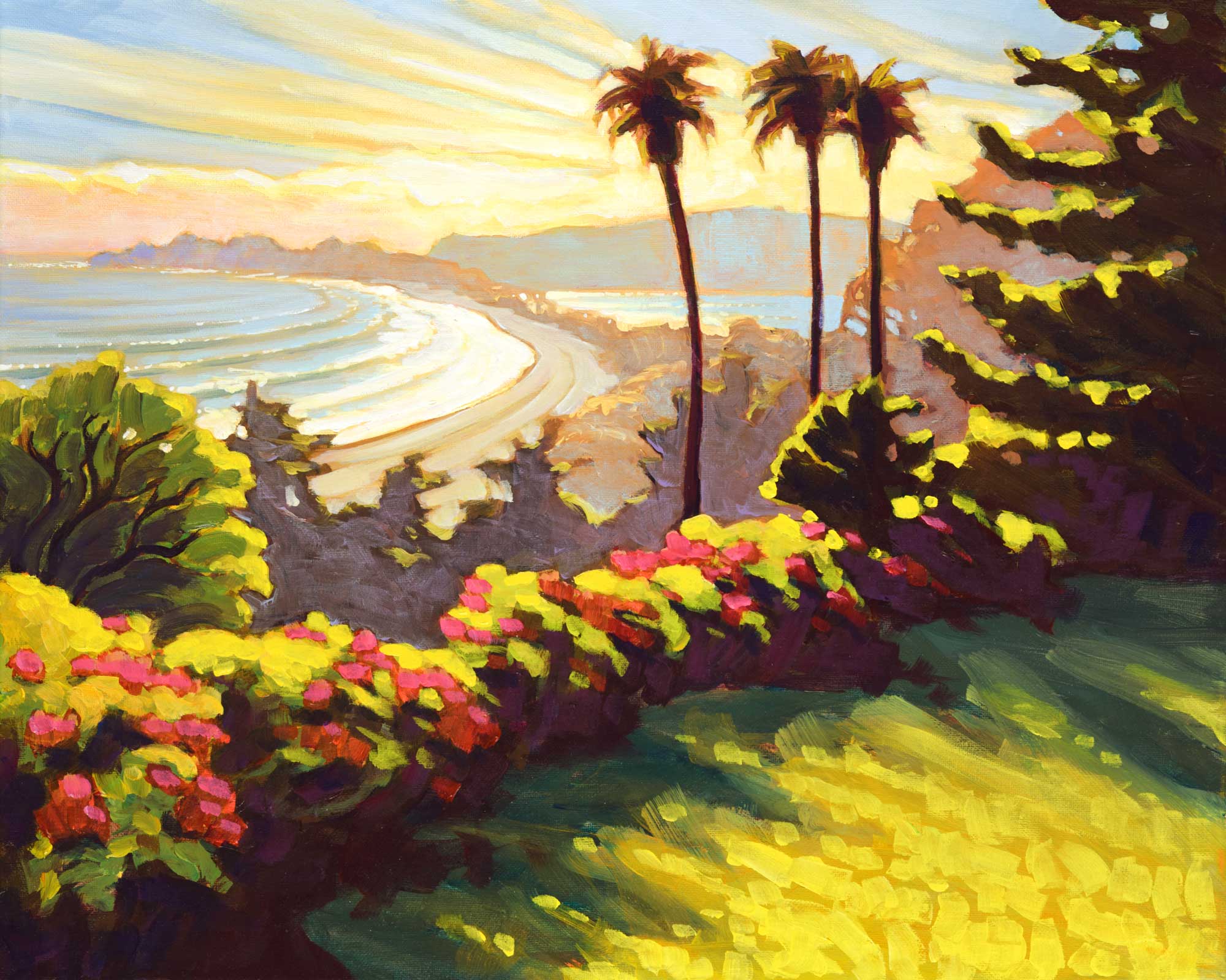 Plein air painting of Stinson Beach and Bolinas Lagoon on the Marin coast of northern California