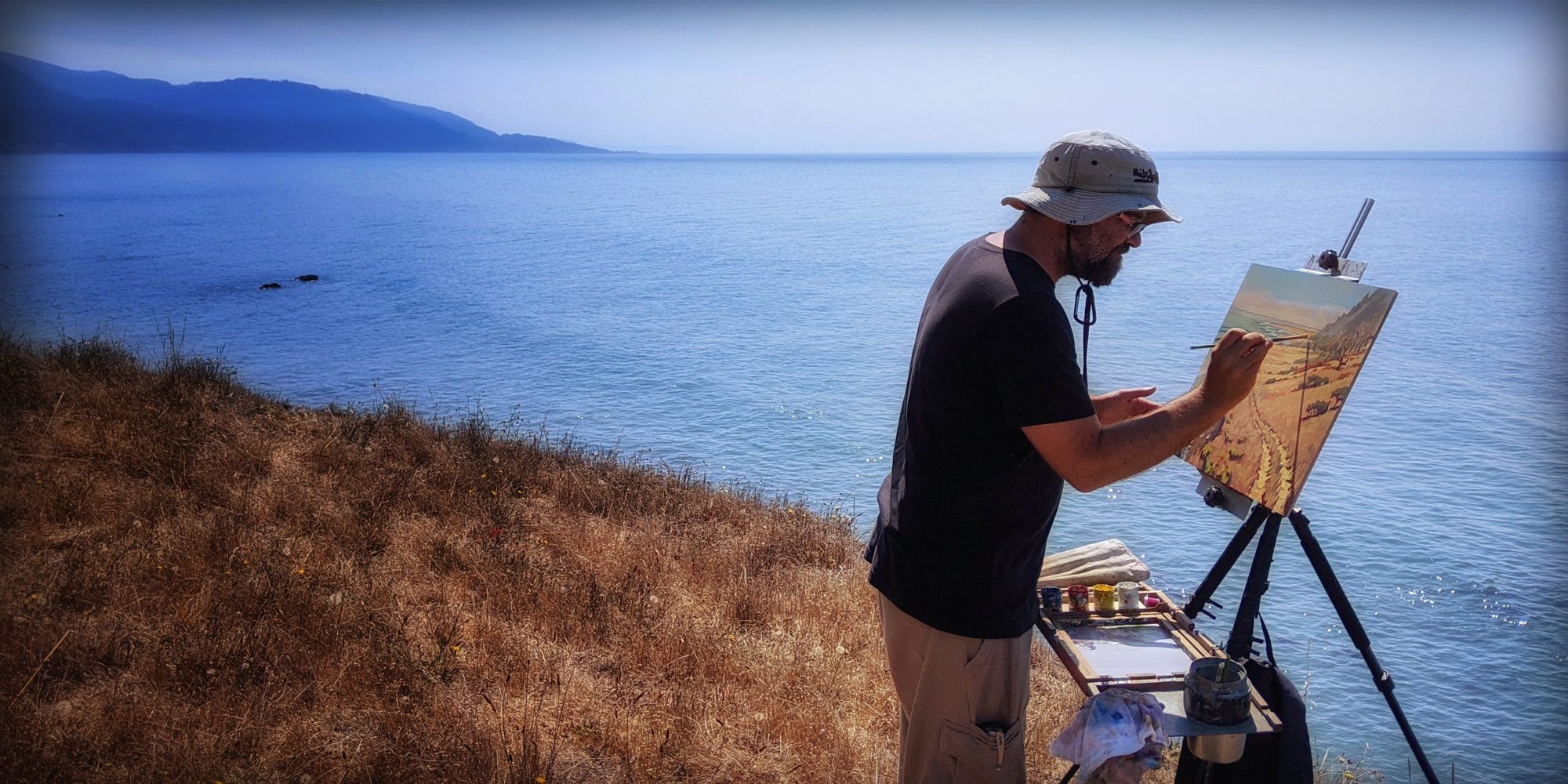 Artist Matt Beard painting plein air on the Lost Coast of Northern California