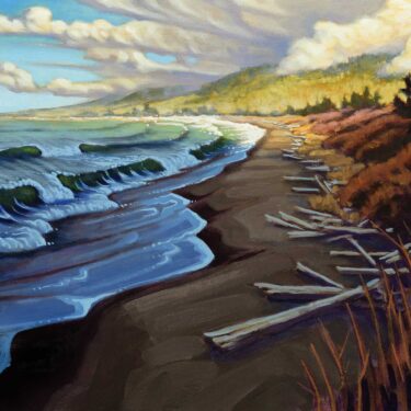 A painting of a passing storm looking toward the Oregon border on the Del Norte coast of northern California