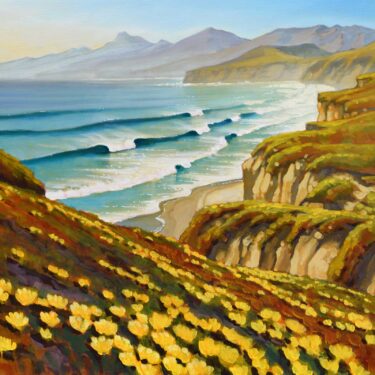 Plein air painting by Matt Beard of the California coast just north of Point Conception
